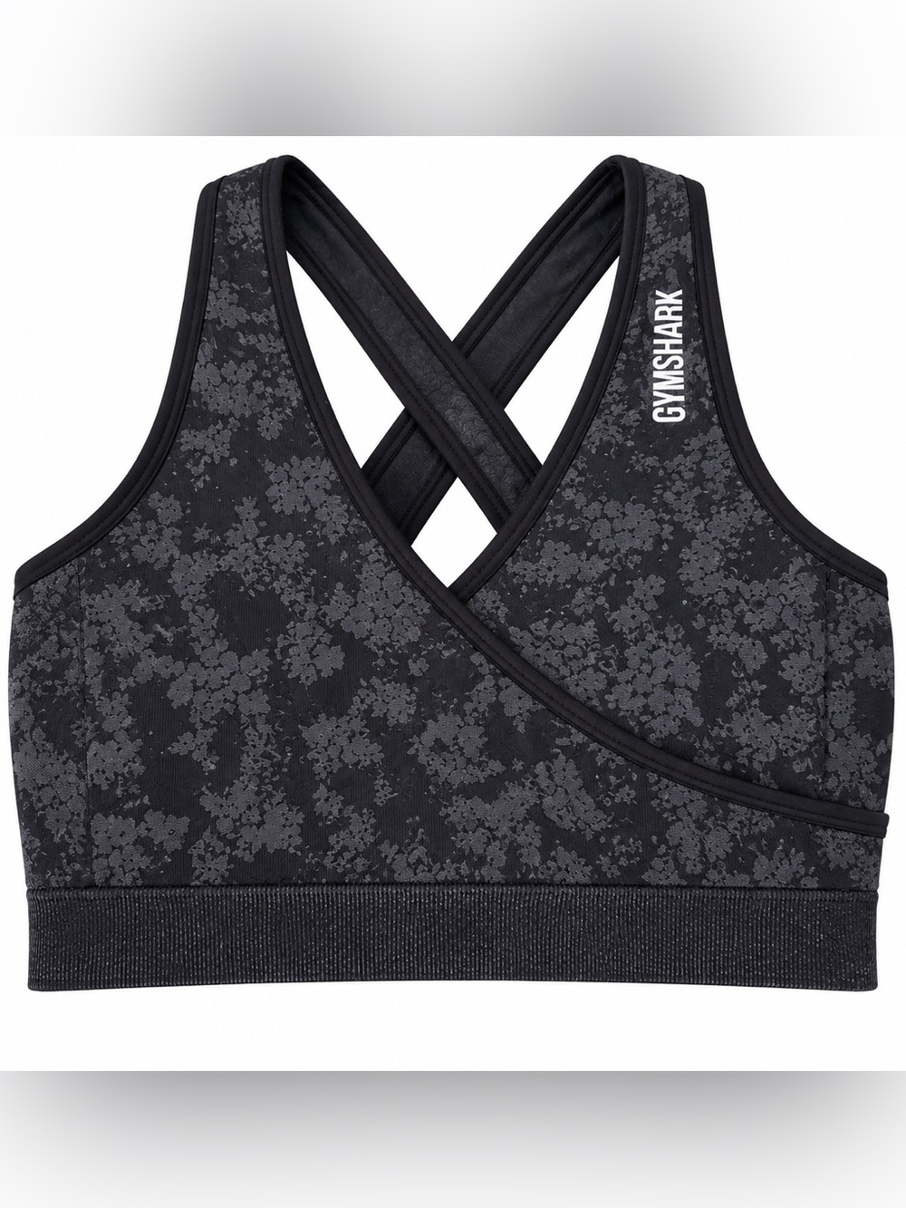Gymshark Black Floral Cross-Back Medium Support Sports Bra